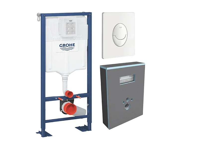 Bati support GROHE Solido plaque blanche + habillage WEDI I-Board