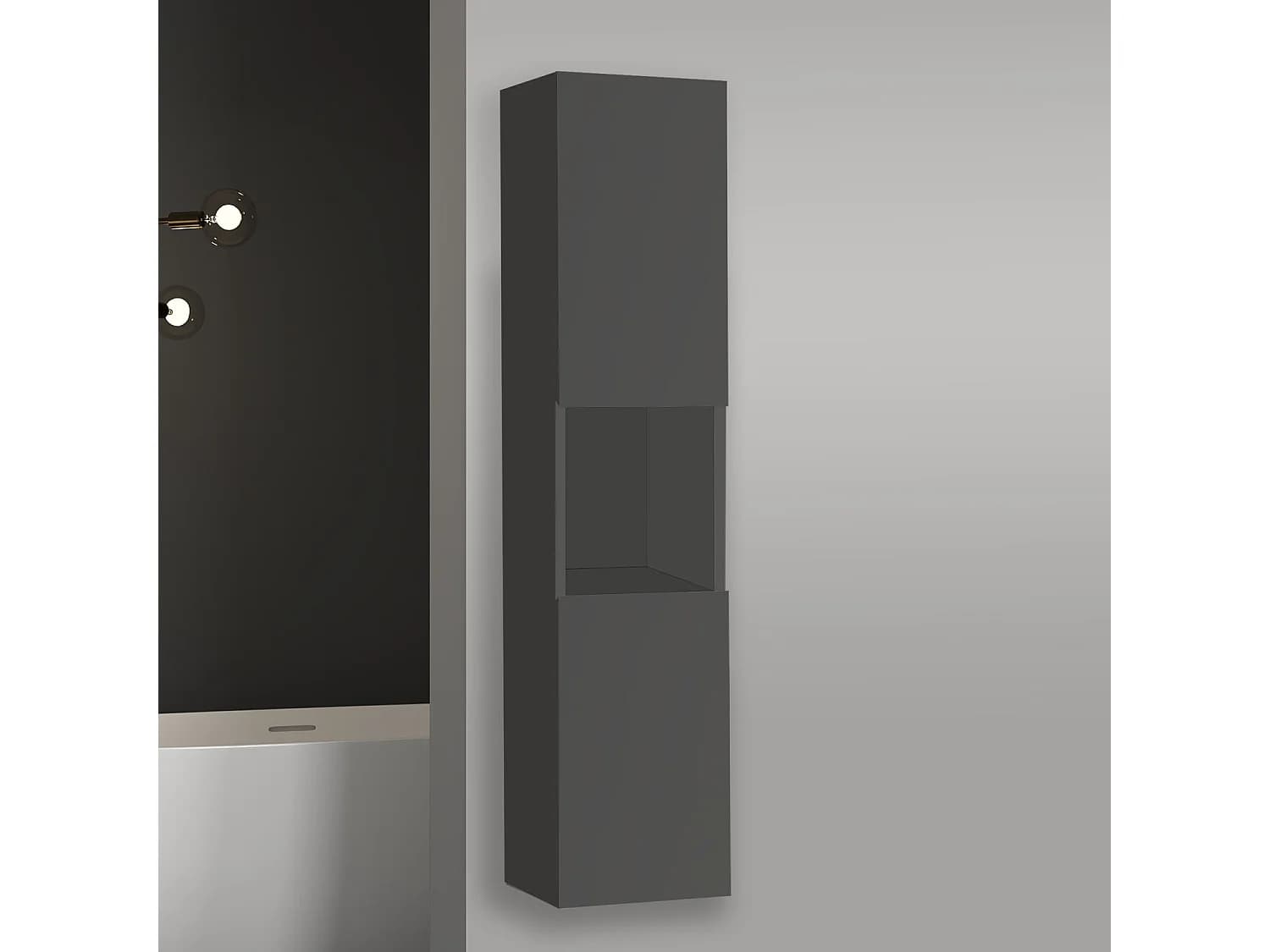 Meuble salle de bain anthracite meuble colonne salle de bain à suspendre 30x30x131.5(L*W*H)cm