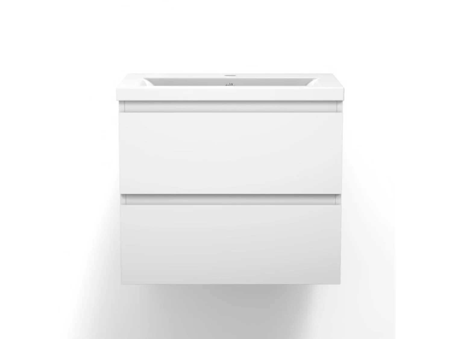Meuble de salle de bain avec vasque intégrée poignées incorporées Blanc 50cm Aica