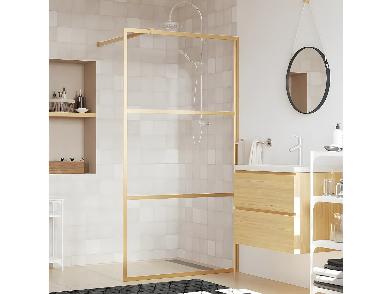 Paroi de douche avec verre ESG transparent doré 115x195 cm WVGQ2535