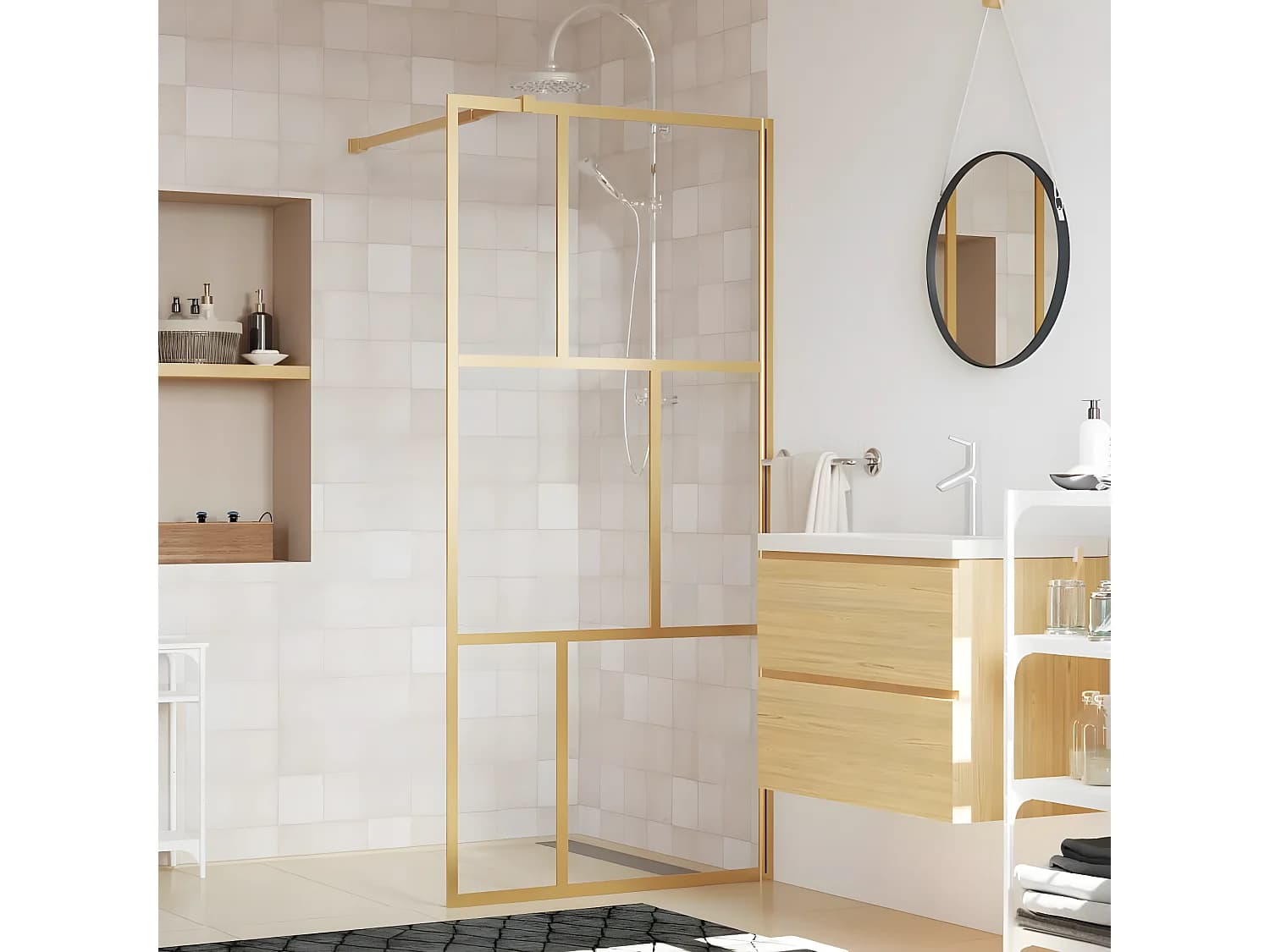 Paroi de douche avec verre ESG transparent doré 90x195 cm WVGQ4126