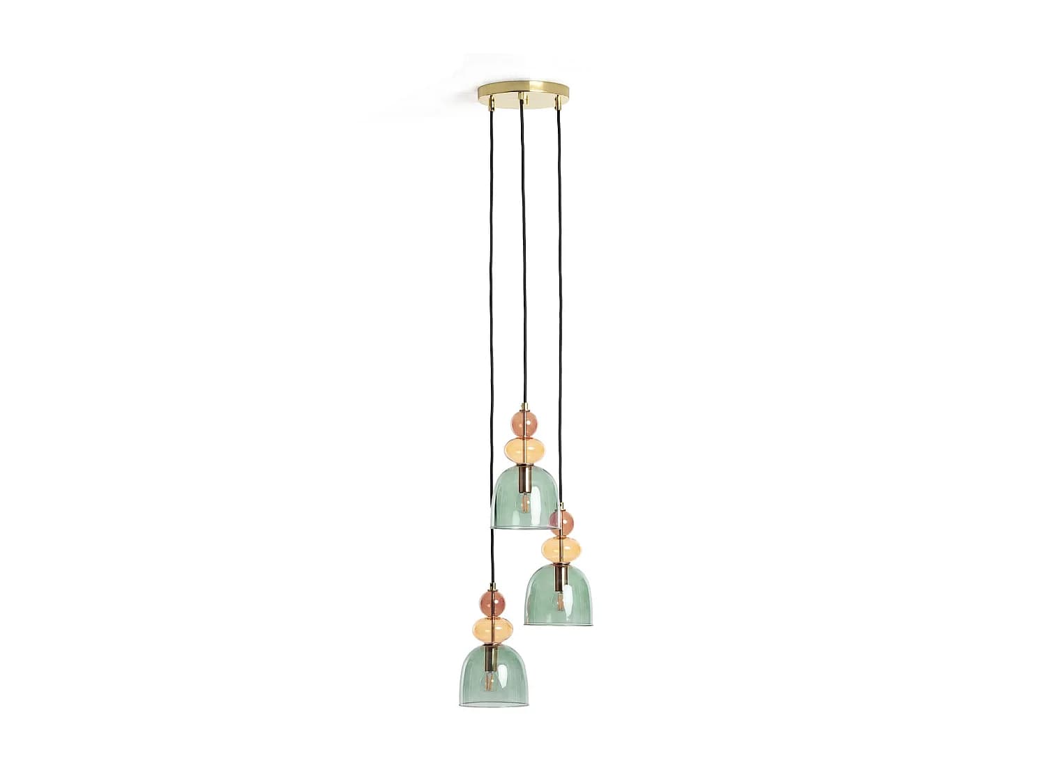 Suspension Métal et Verre Tri Baudelaire Vert