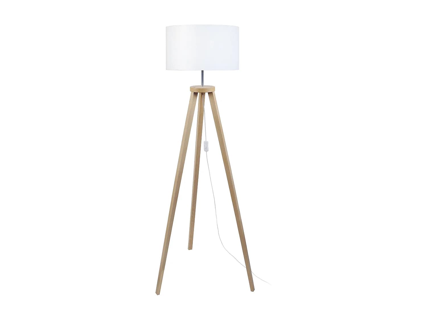 Lampadaire trépied, bois naturel 152 cm.