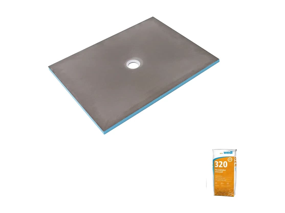 Receveur de douche à carreler 180 x 90 WEDI Fundo Primo rectangle écoulement centré + colle 320