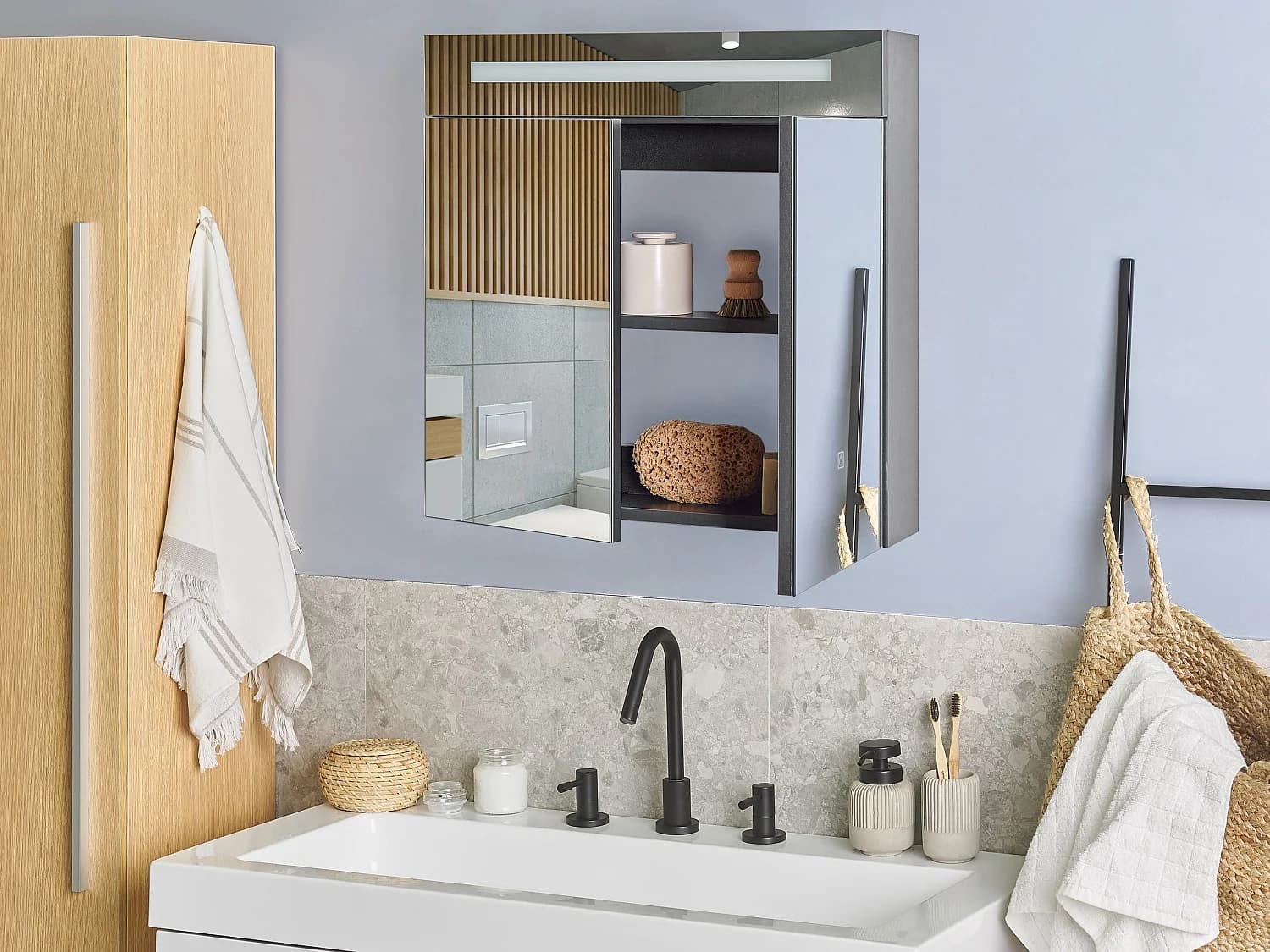Armoire de toilette murale LED JARAMILLO 60 cm 60 cm Noir