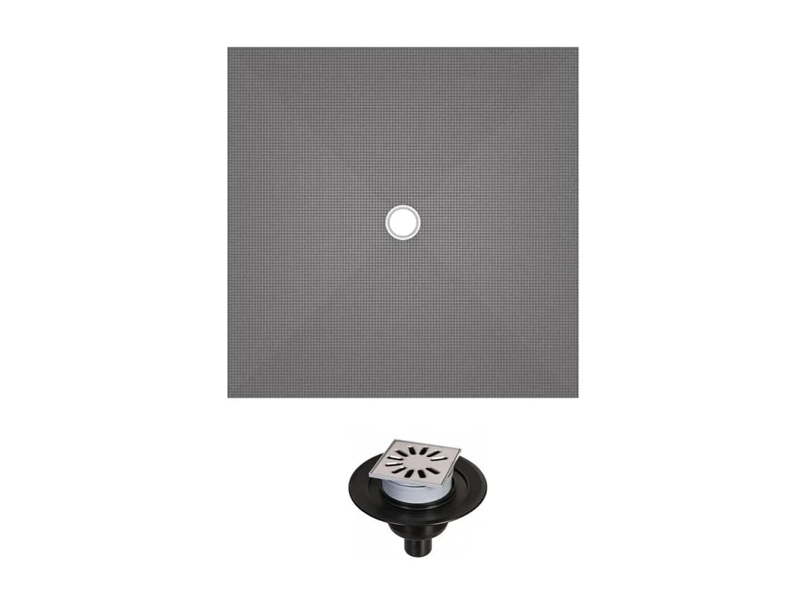 Receveur de douche à carreler 150 x 150 WEDI Fundo Primo carré écoulement centrée + bonde verticale