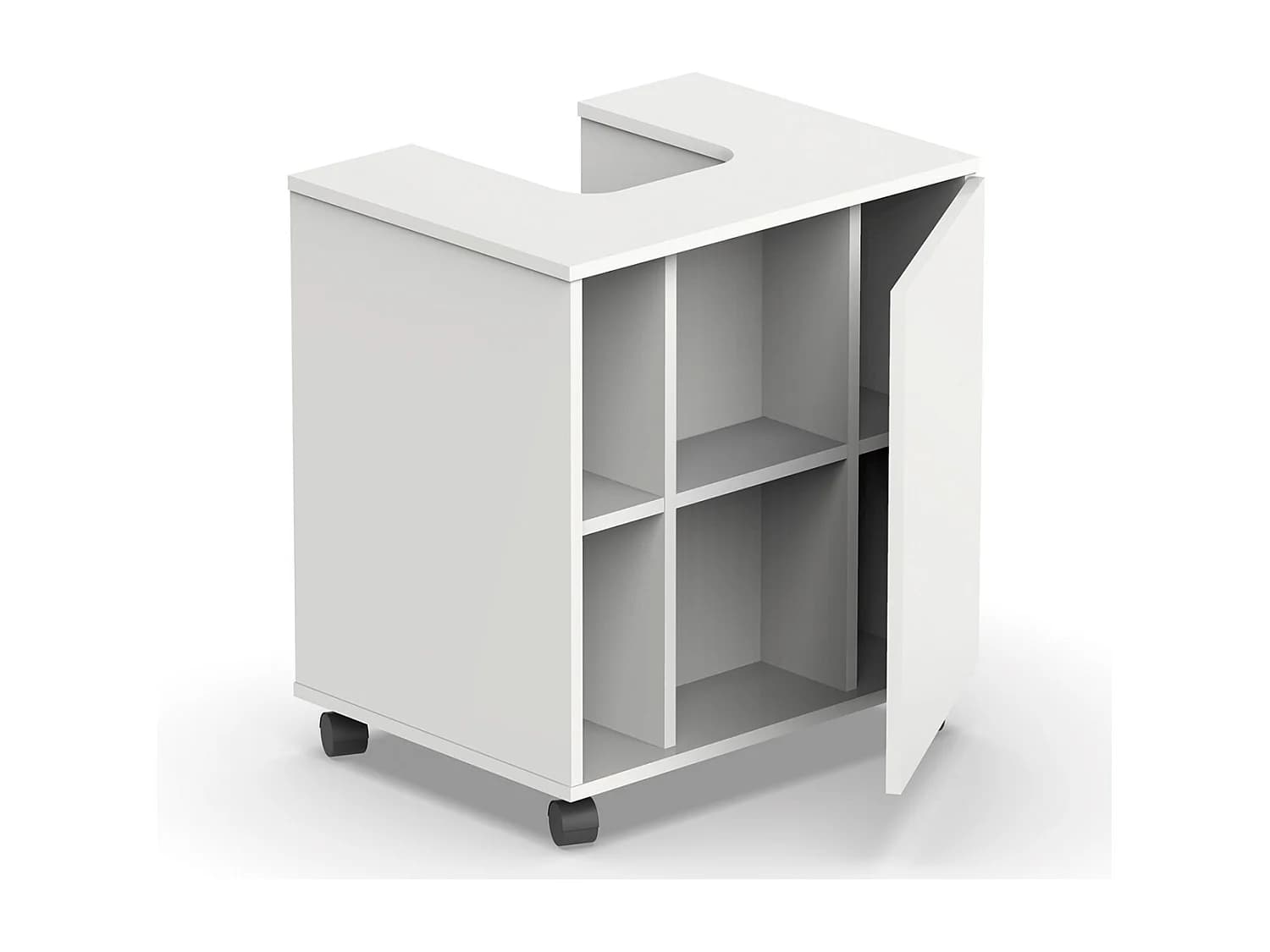 Meuble sous lavabo 1 porte couleur blanc brillant - Longueur 59 x Hauteur 64 x Profondeur 45 cm