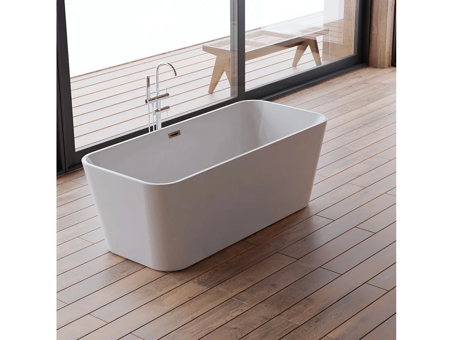 Baignoire îlot Rectangulaire Stellar 170 Blanche 170 X75 X58 Cm, By Spalina