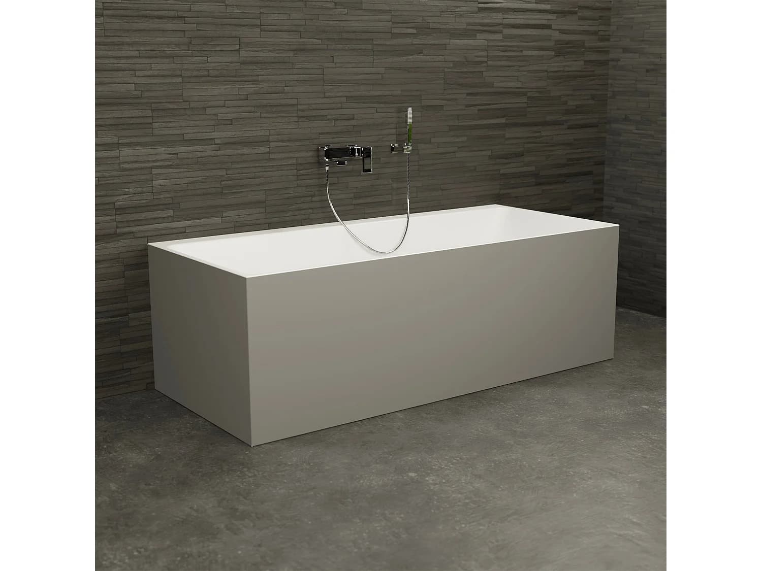Baignoire Semi-îlot Murale Cobalt 170 Grise 170 X75 X56 Cm, By Spalina