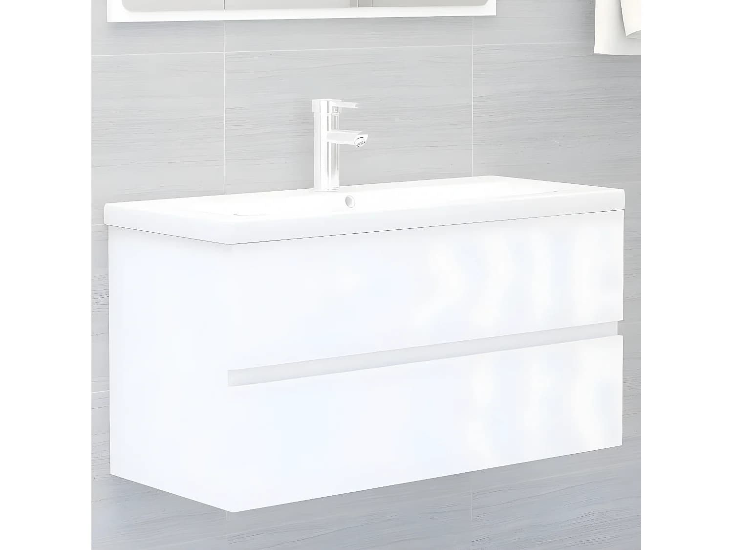 Armoire avec lavabo intégré blanc bois d'ingénierie FR96294