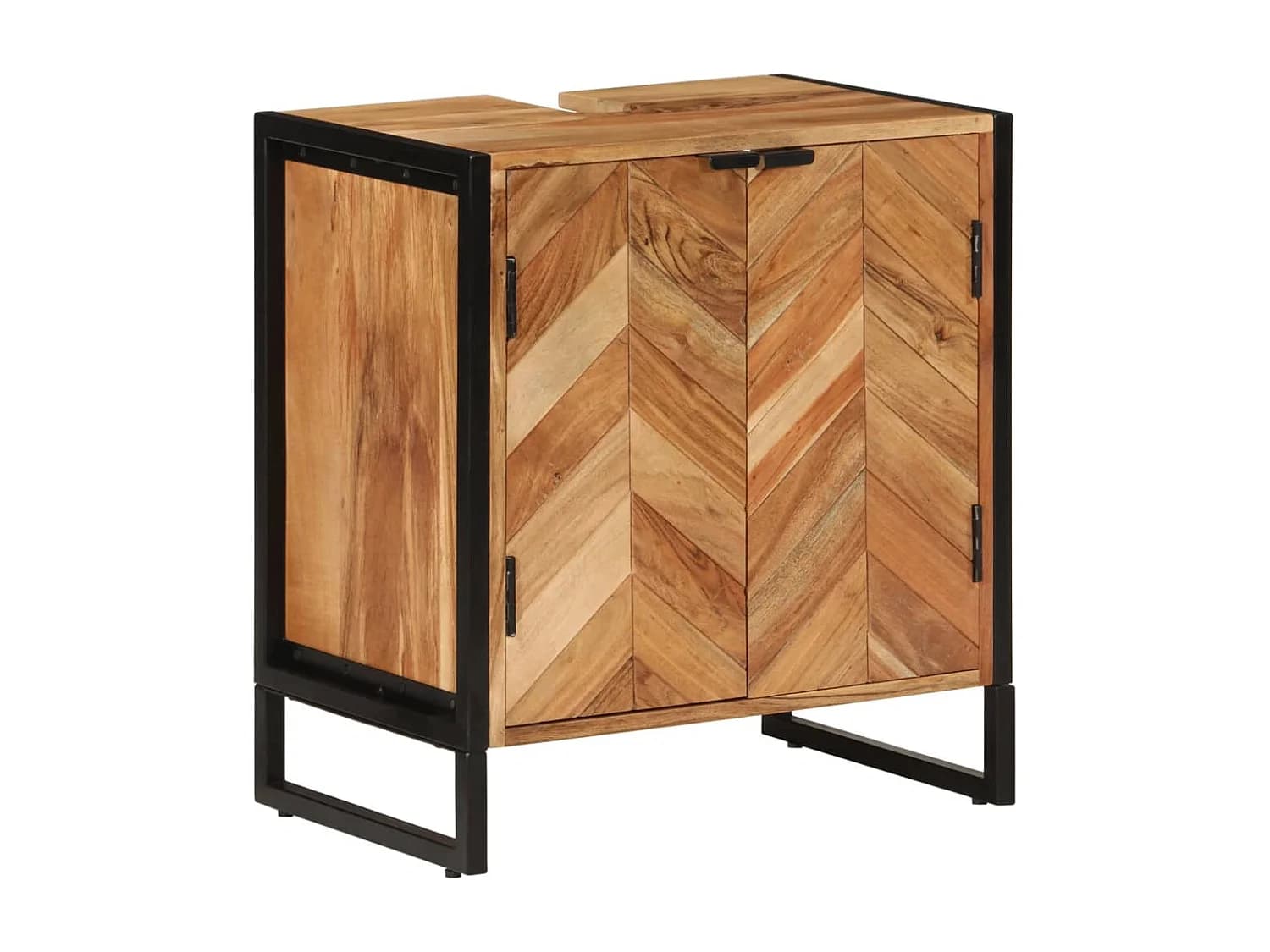 Armoire de salle de bain bois massif d'acacia et fer FR82251