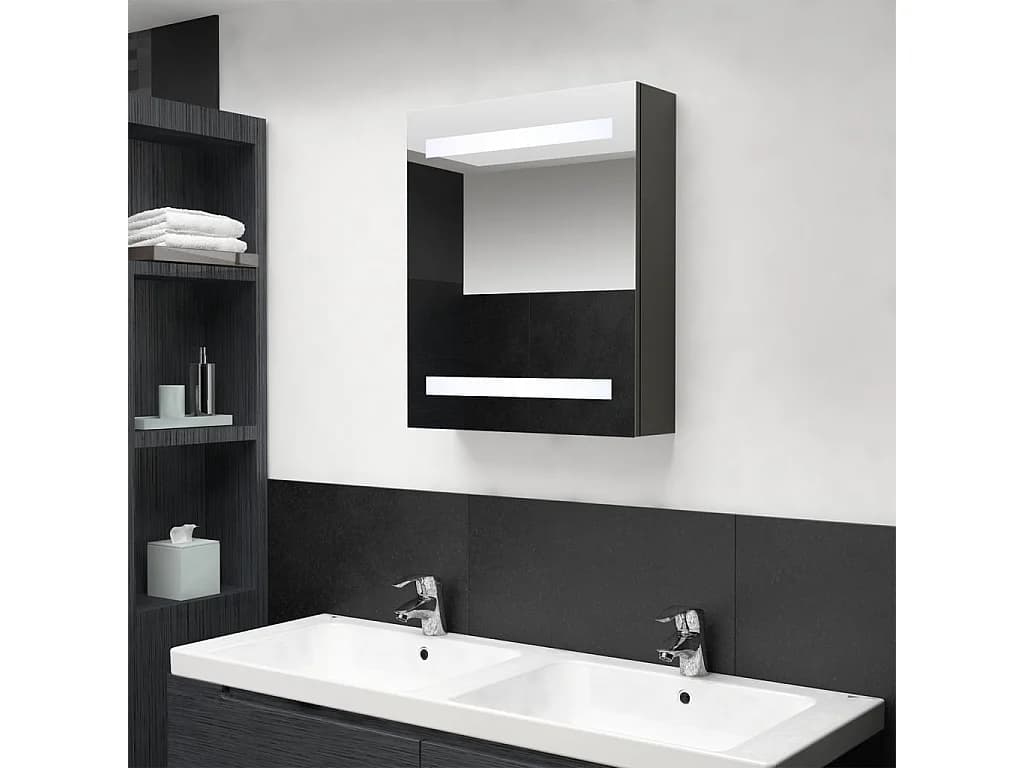 Armoire de salle de bain à miroir LED anthracite 50x14x60 cm FR53061