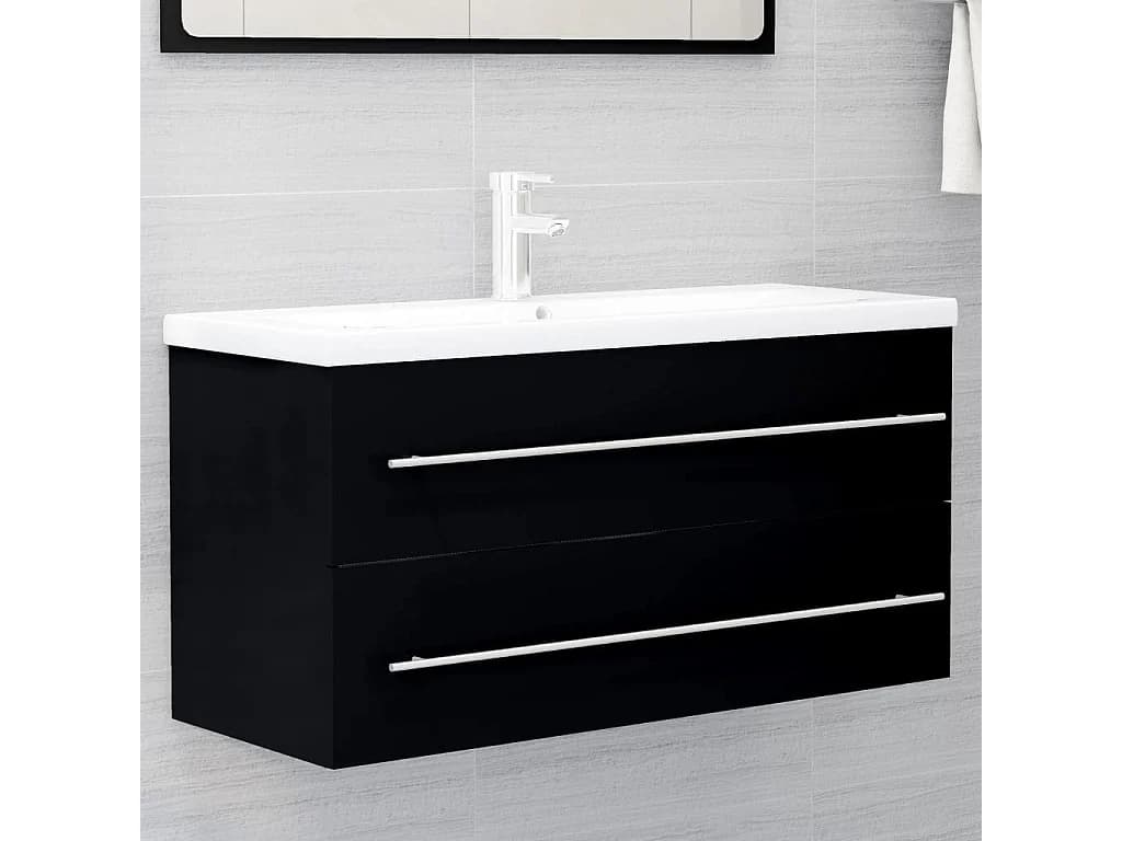 Meuble sous vasque Noir 100x38,5x48 cm Aggloméré FR24635