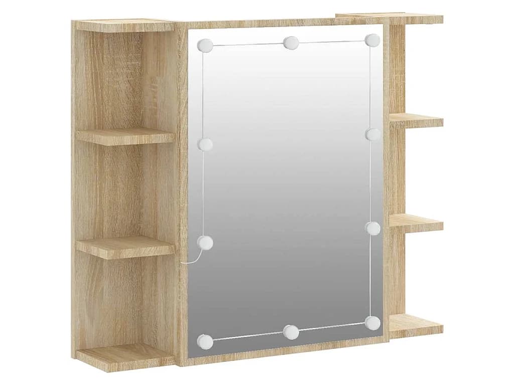 Armoire à miroir avec LED Chêne sonoma 70x16,5x60 cm