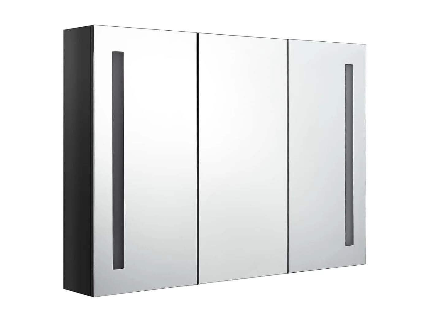 Armoire de salle de bain à miroir LED 89x14x62 cm noir brillant