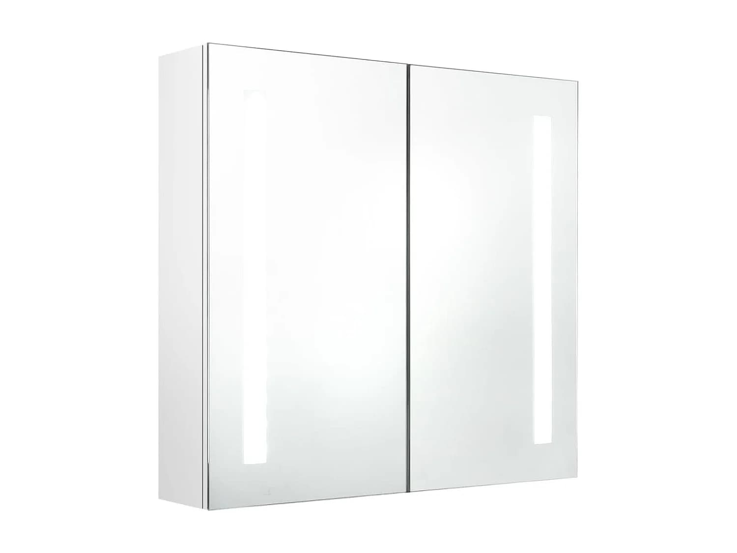 Armoire de salle de bain à miroir LED Blanc brillant 62x14x60cm