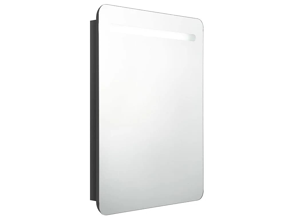Armoire de salle de bain à miroir LED noir brillant 60x11x80 cm