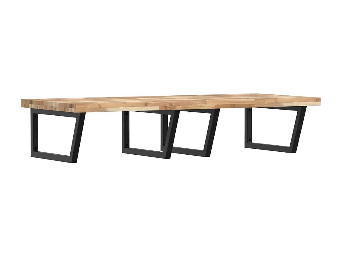 Meuble sous vasque murale acier et bois massif d'acacia FR392260