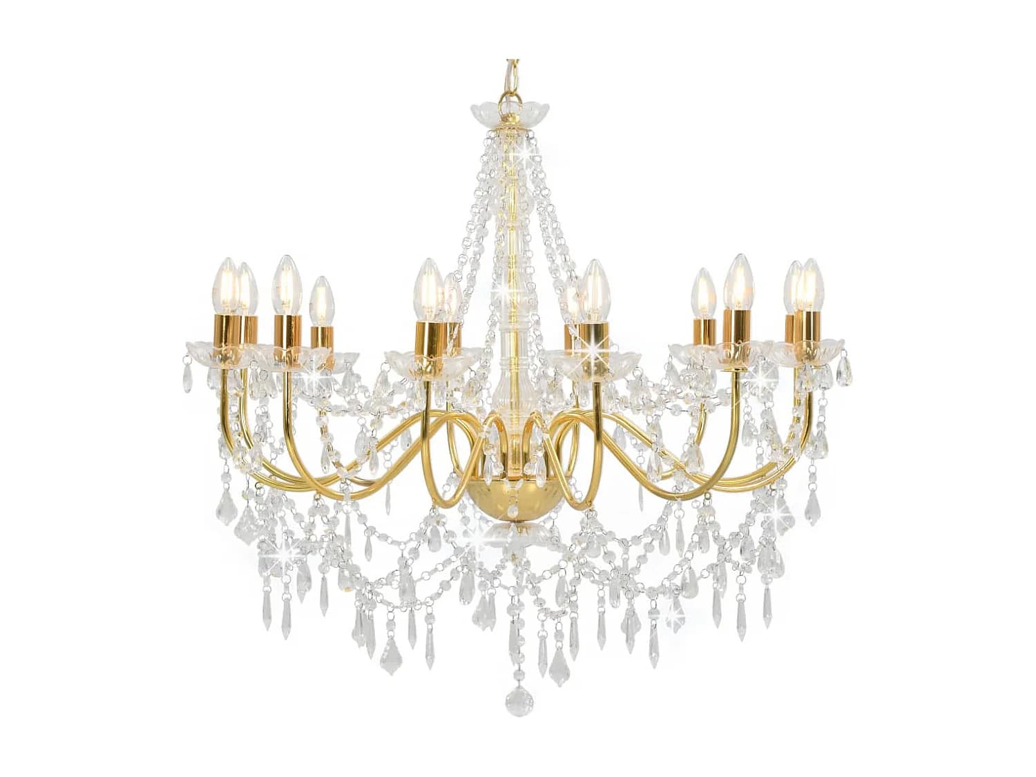 Lustre avec perles Doré 12 ampoules E14 FR160566