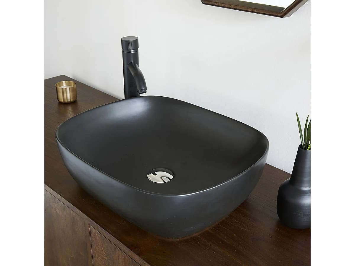 Vasque en céramique noire ovale 49 cm