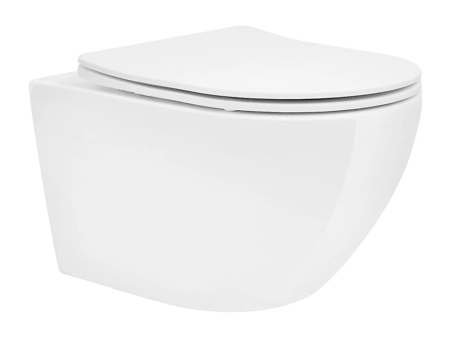 Toilette suspendu sans rebord nano-revêtement blanc Soft Close de salle de bain