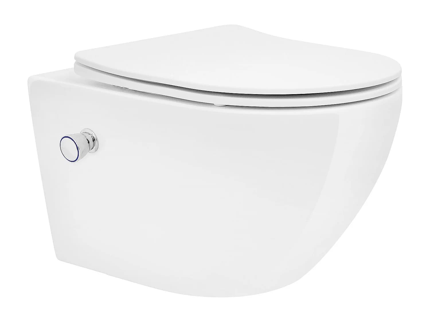 Toilette suspendu sans rebord longue blanc WC nano-revêtement pour salle de bain