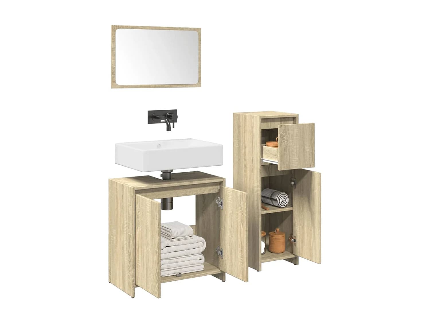 Ensemble de meubles de salle de bain 3 pcs chêne sonoma