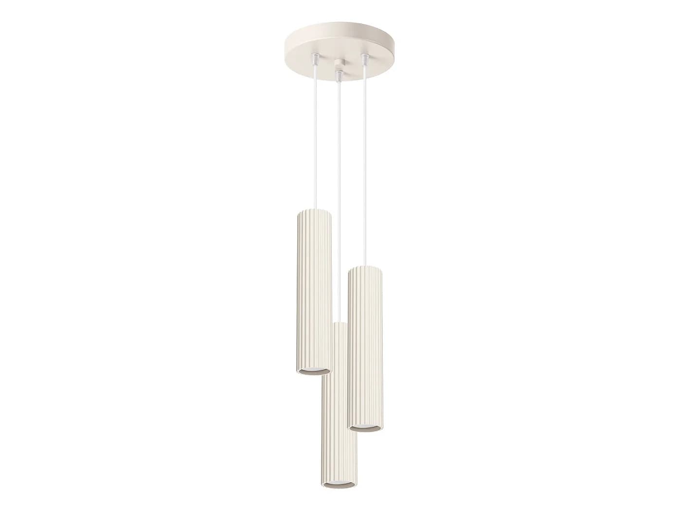 Lampe À Suspension Karbon Minimaliste En Aluminium - 3 Sources Lumineuses - L.19,5 X H.108 Cm - Beige