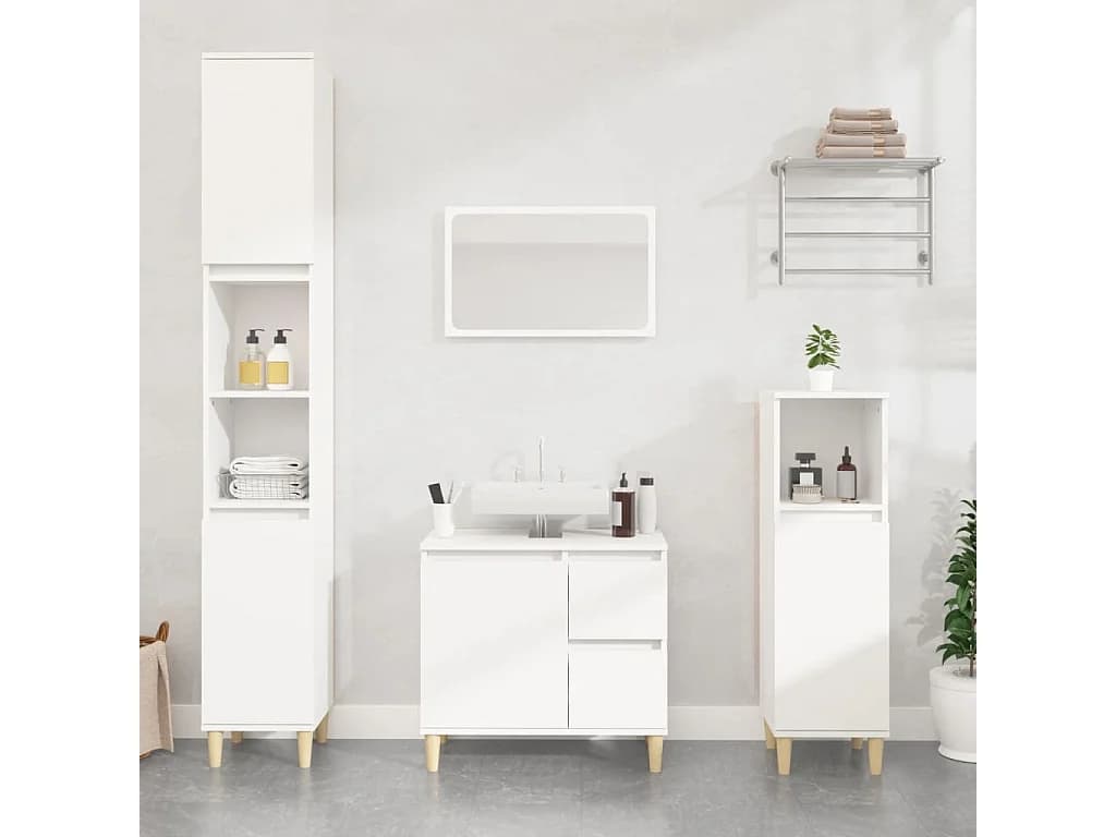 Armoire de salle de bain blanc 30x30x190 cm bois d'ingénierie
