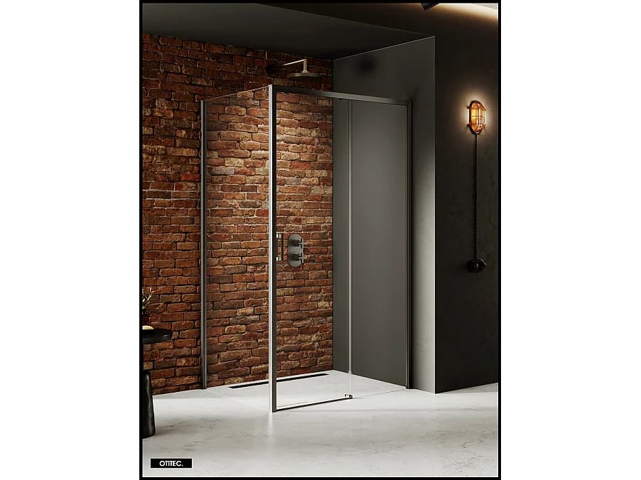 Porte de Douche avec Paroi Latérale (ouverture depuis l'angle) - 120 x 100 x 200 - GUNMETAL - PRIME - DROITE