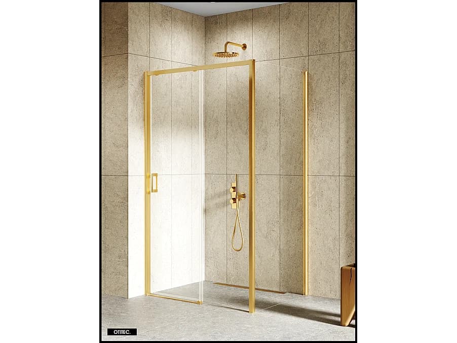 Porte de Douche avec Paroi Latérale - 160 x 70 x 200 - OR BROSSÉ - PRIME - GAUCHE