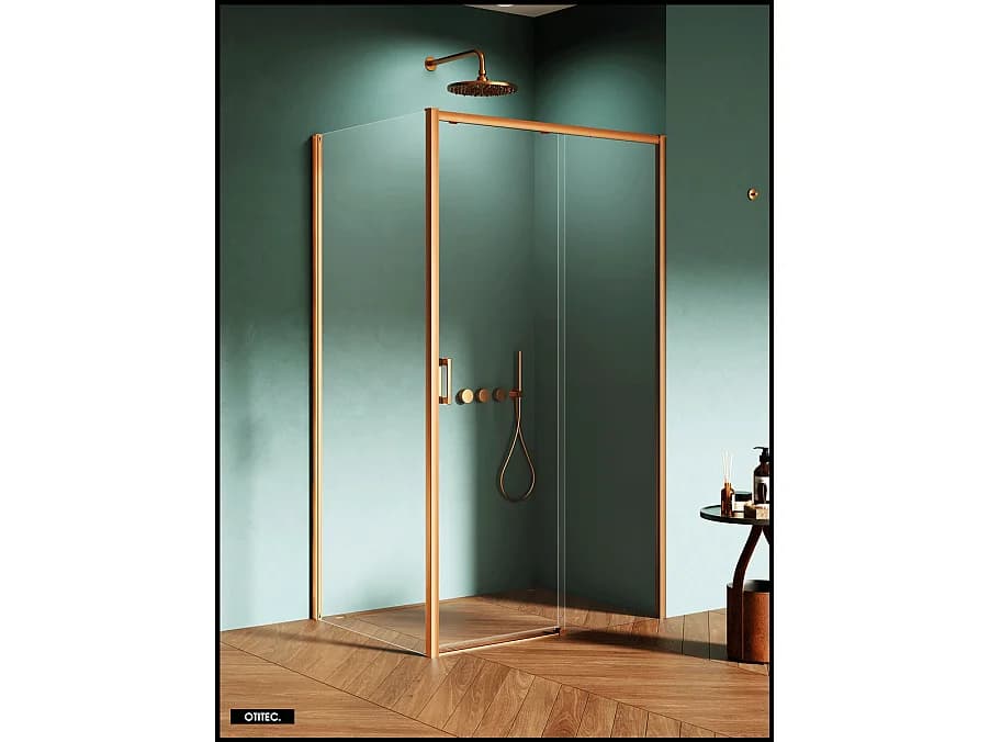 Porte de Douche avec Paroi Latérale (ouverture depuis l'angle) - 160 x 90 x 200 - OR BROSSÉ - PRIME - DROITE