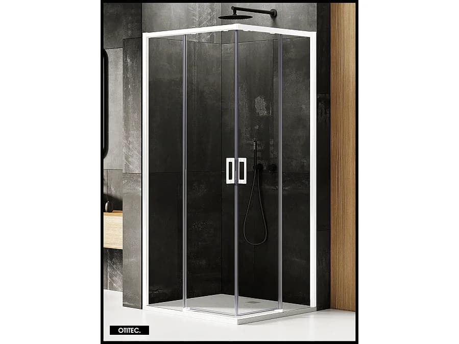 Porte de Douche Coulissante avec Paroi Latérale - 70 x 110 x 200 - BLANC MAT - PRIME