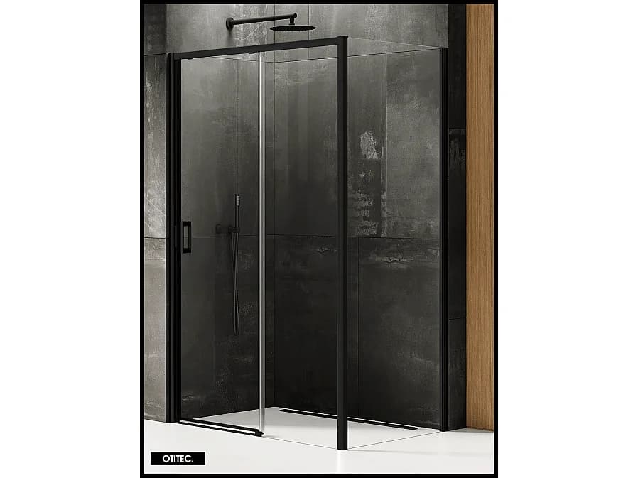 Porte de Douche avec Paroi Latérale - 140 x 90 x 200 - NOIR MAT - PRIME - DROITE