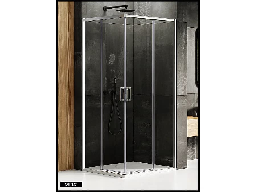 Porte de Douche Coulissante avec Paroi Latérale - 70 x 90 x 200 - CHROME - PRIME