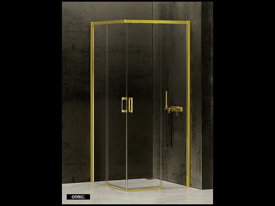 Porte de Douche Coulissante avec Paroi Latérale - 80 x 80 x 200 - OR LÉGER - PRIME
