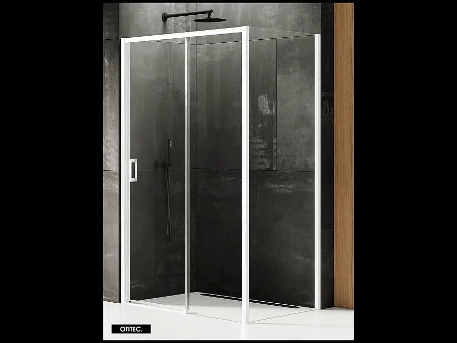 Porte de Douche avec Paroi Latérale - 120 x 70 x 200 - BLANC MAT - PRIME - DROITE