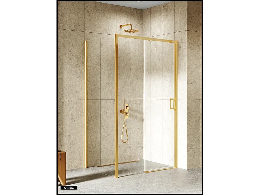 Porte de Douche avec Paroi Latérale - 120 x 70 x 200 - OR BROSSÉ - PRIME - DROITE