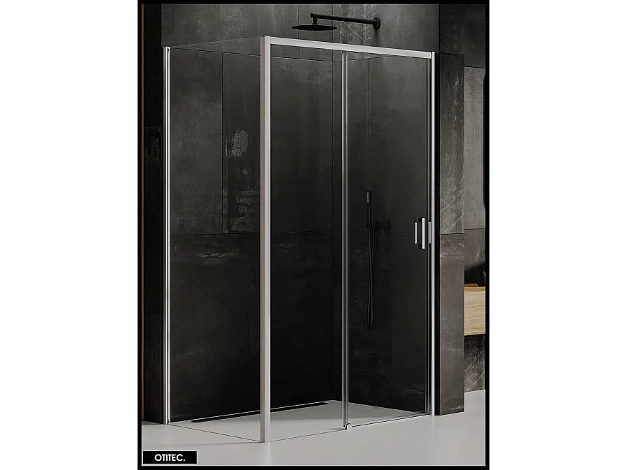 Porte de Douche avec Paroi Latérale - 140 x 100 x 200 - CHROME - PRIME - GAUCHE