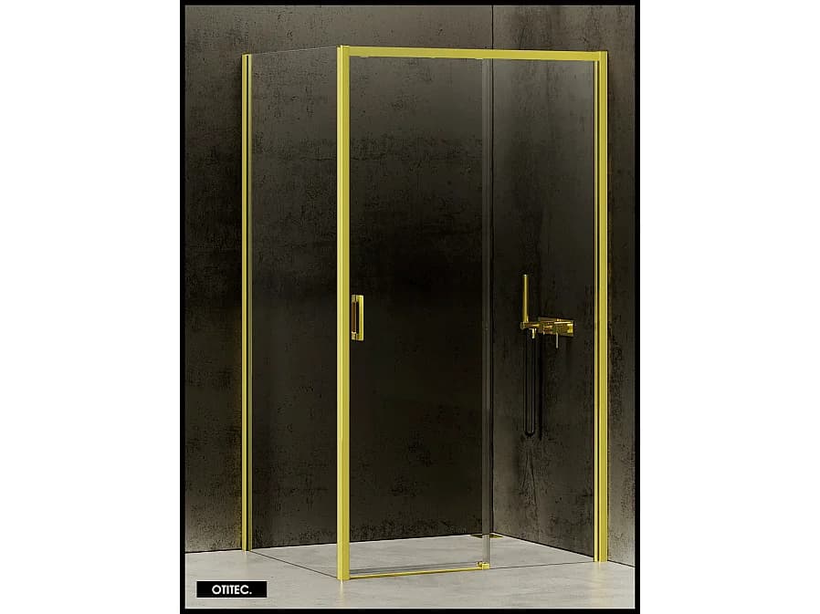 Porte de Douche avec Paroi Latérale (ouverture depuis l'angle) - 130 x 80 x 200 - OR LÉGER - PRIME - DROITE