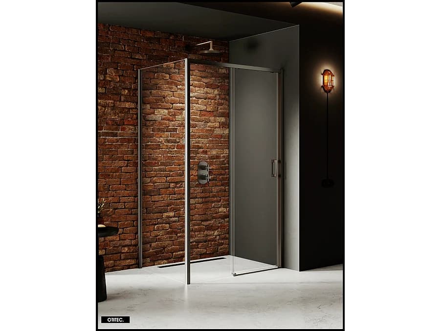 Porte de Douche avec Paroi Latérale - 120 x 70 x 200 - GUNMETAL - PRIME - GAUCHE
