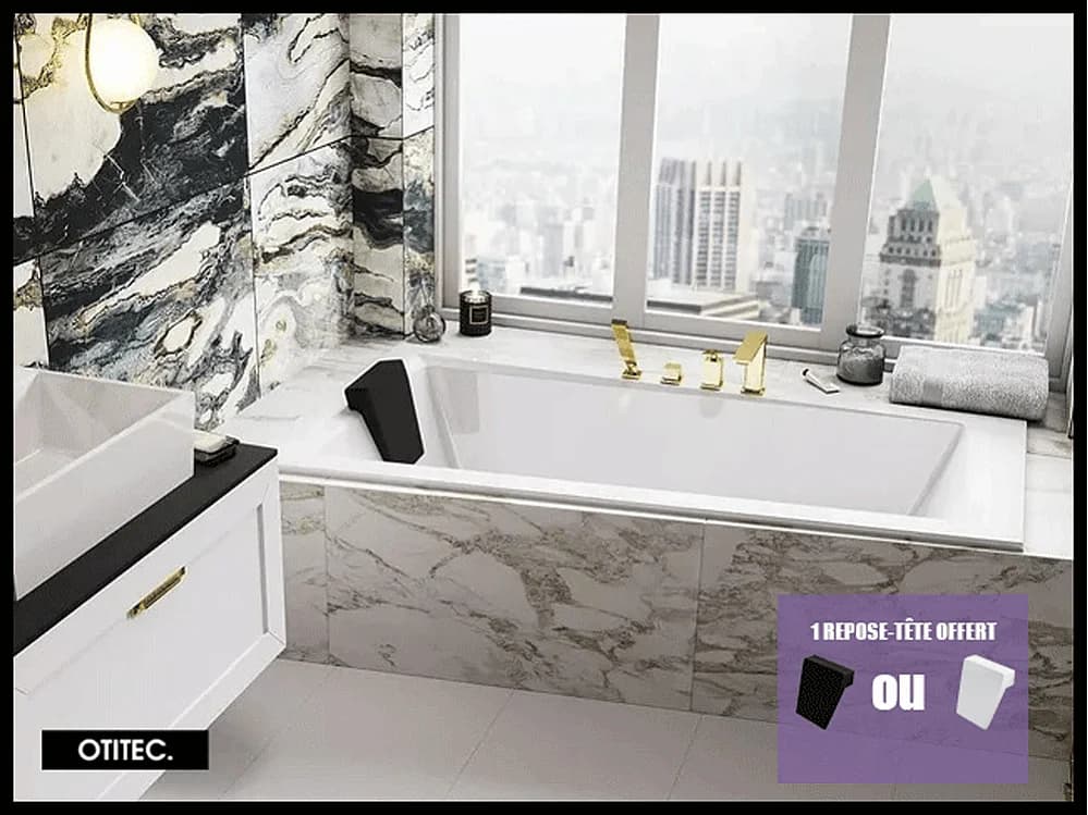 Baignoire Asymétrique sans Tablier - 150 x 85 cm - INTIMA SANS TABLIER - GAUCHE - avec Repose tête OFFERT