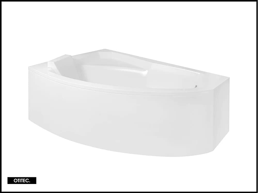 Baignoire Asymétrique avec Tablier - 140 x 90 cm - ARELA - GAUCHE - avec Repose Tête OFFERT