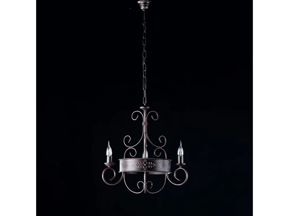 Baltimore Lustre en fer laqué noir et rouille 3 lumières 113 d.54 BL183-3-RG