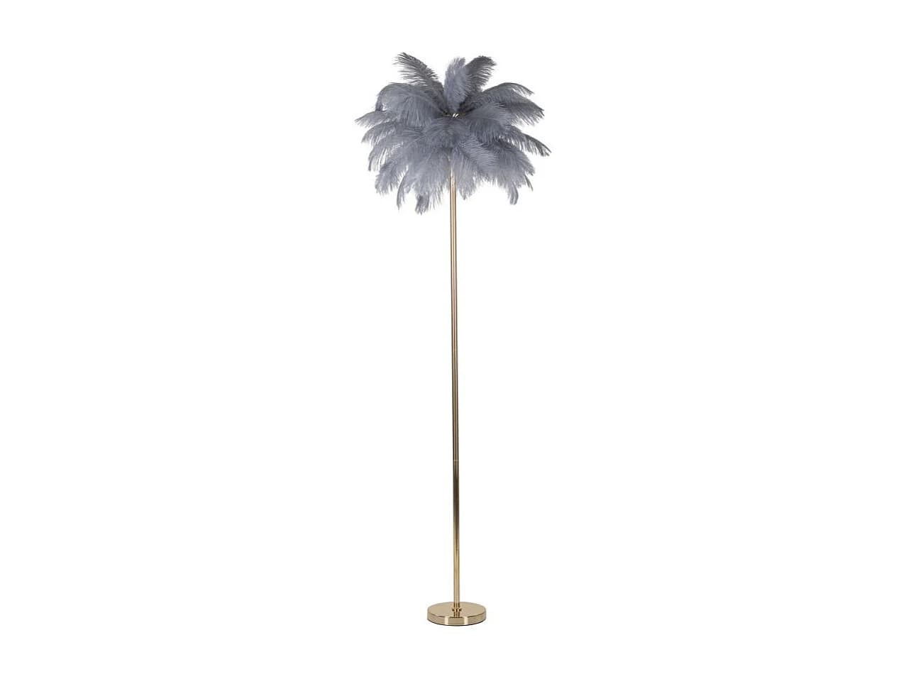 Lampadaire Imitation Plume "Palm" 160cm Or & Gris