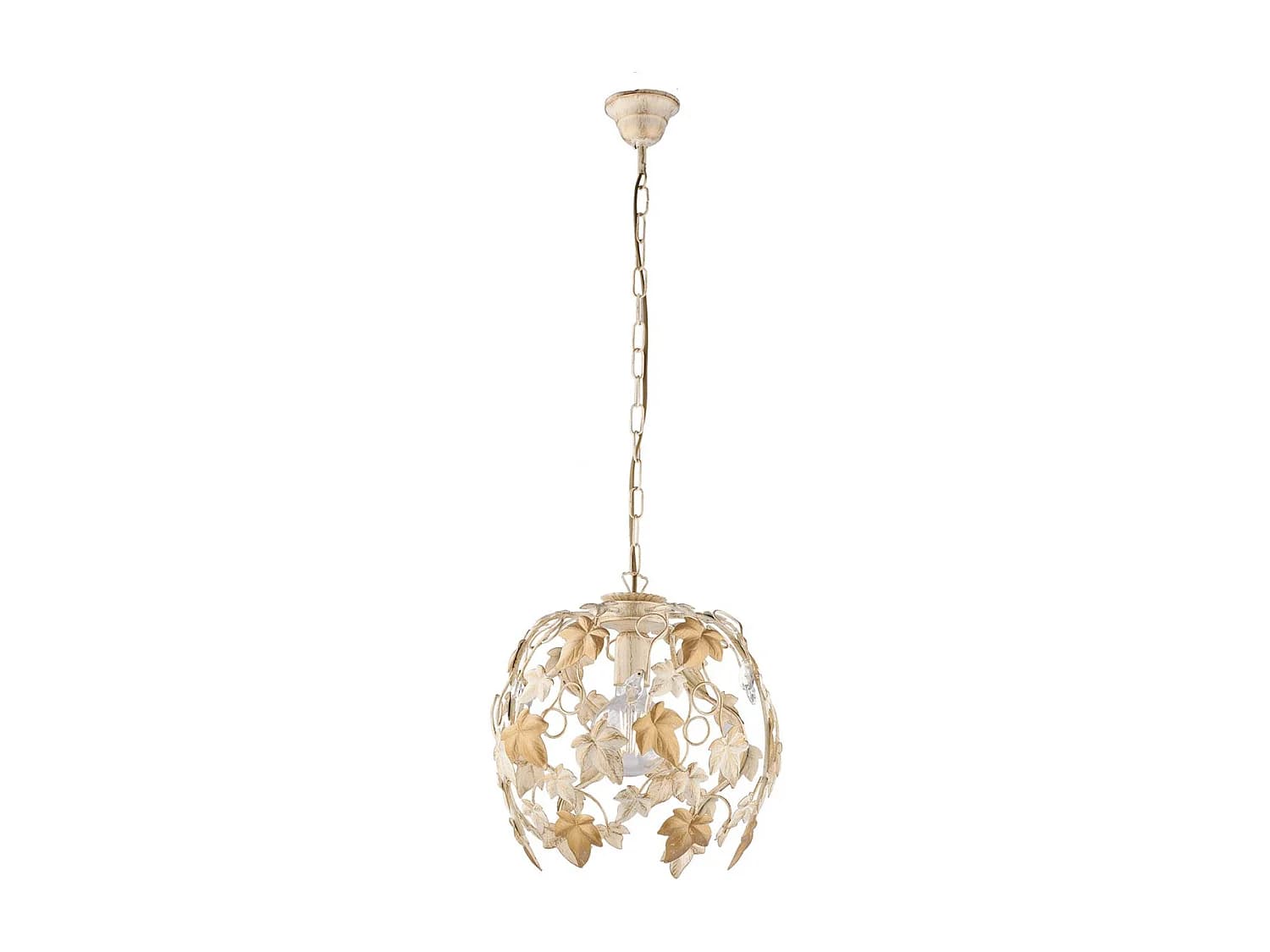 Edera Lustre en fer laqué ivoire décor or antique et strass cristal 1 lumière X 97 d.30 BL50-1-AV