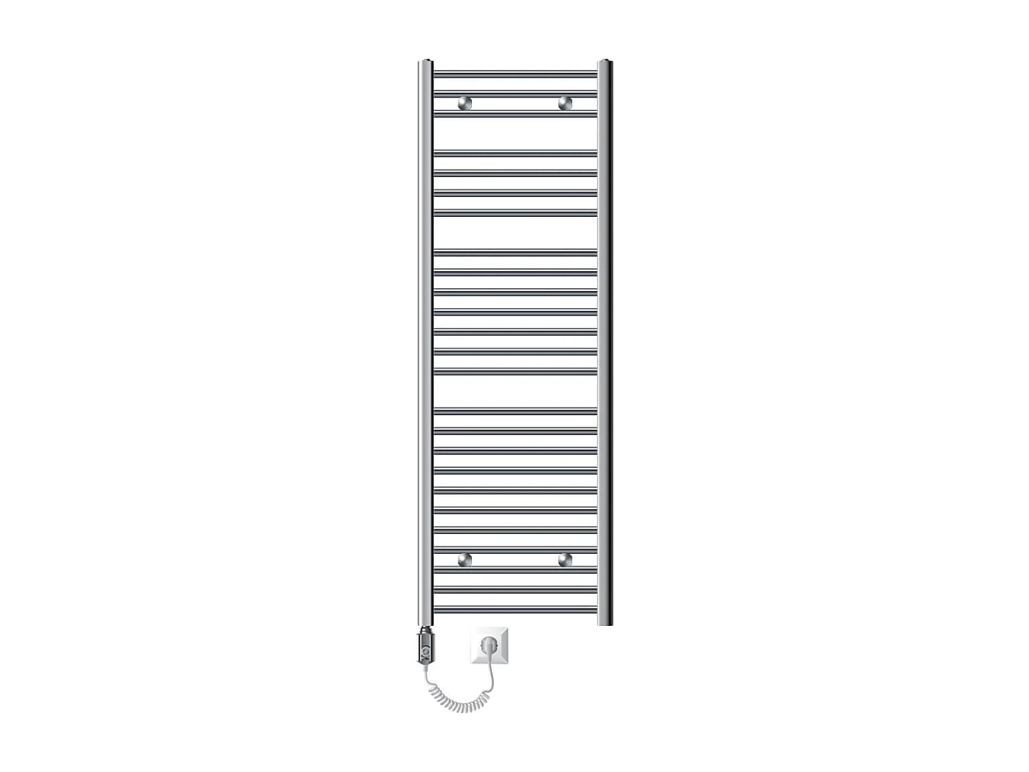 Radiateur Sèche-serviettes électrique 500 x 1500 mm Barre coudée chromée 1200W
