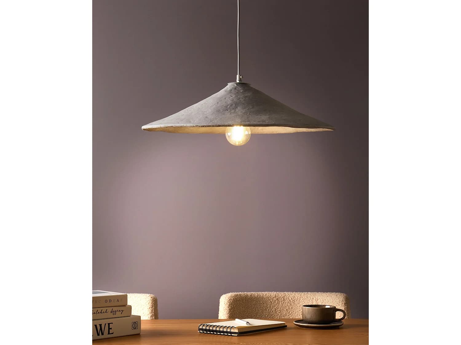 Lampe suspension PORONGOS Papier-mâché Blanc