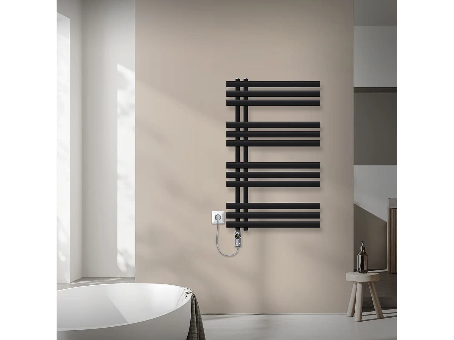 Iron EM radiateur sèche-serviettes noir mat 60x100 cm élément chauffant 300W