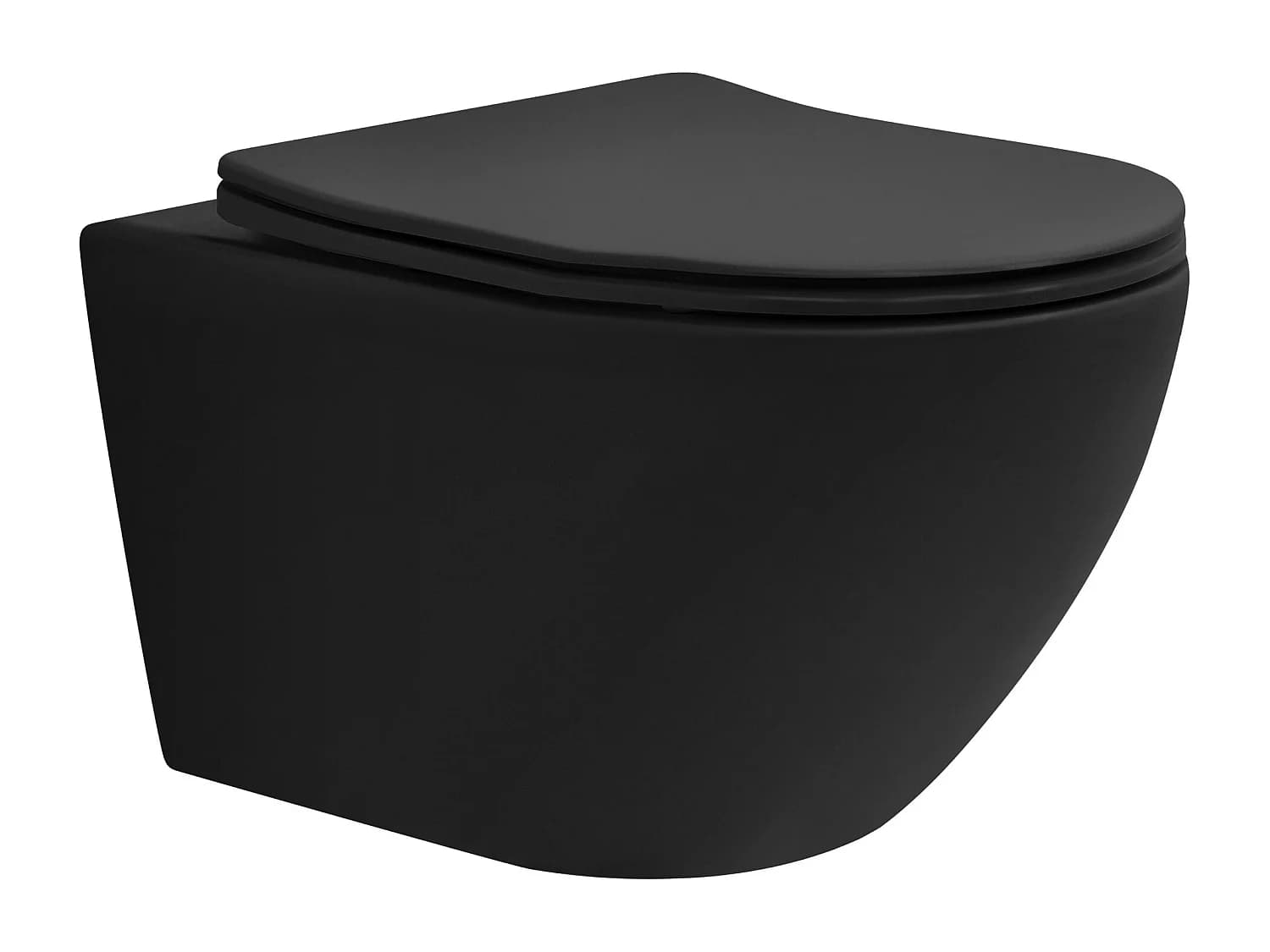 WC suspendu long chasse d'eau tornado noir mat avec siège de toilette Softclose